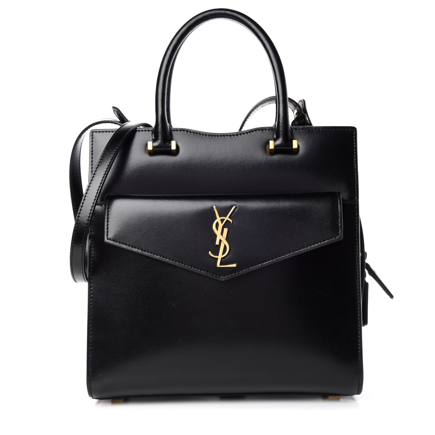Saint Laurent Shiny Calfskin Small Uptown Tote Black 1 of 9