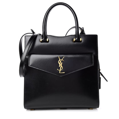 Saint Laurent Shiny Calfskin Small Uptown Tote Black 1 of 9