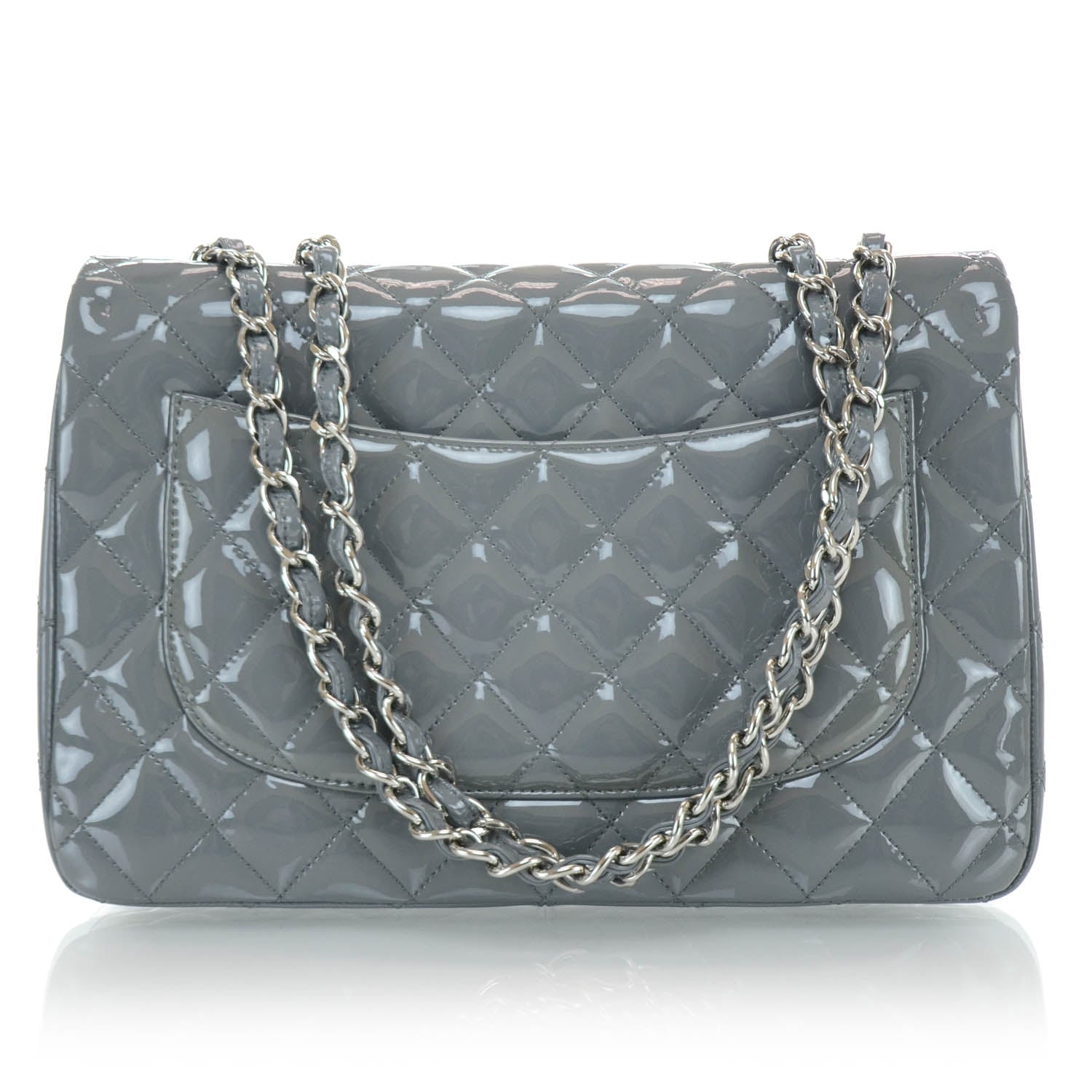 Chanel Patent Quilted Jumbo Flap Bag Grey 3 of 12