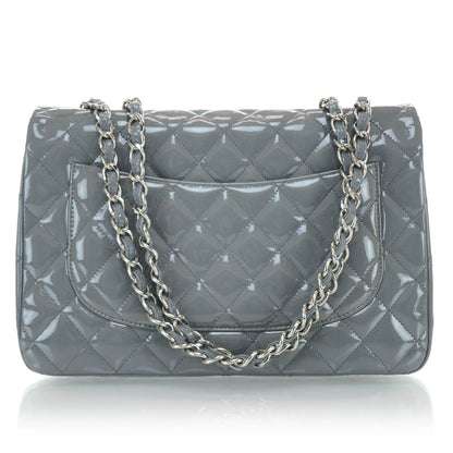 Chanel Patent Quilted Jumbo Flap Bag Grey 3 of 12