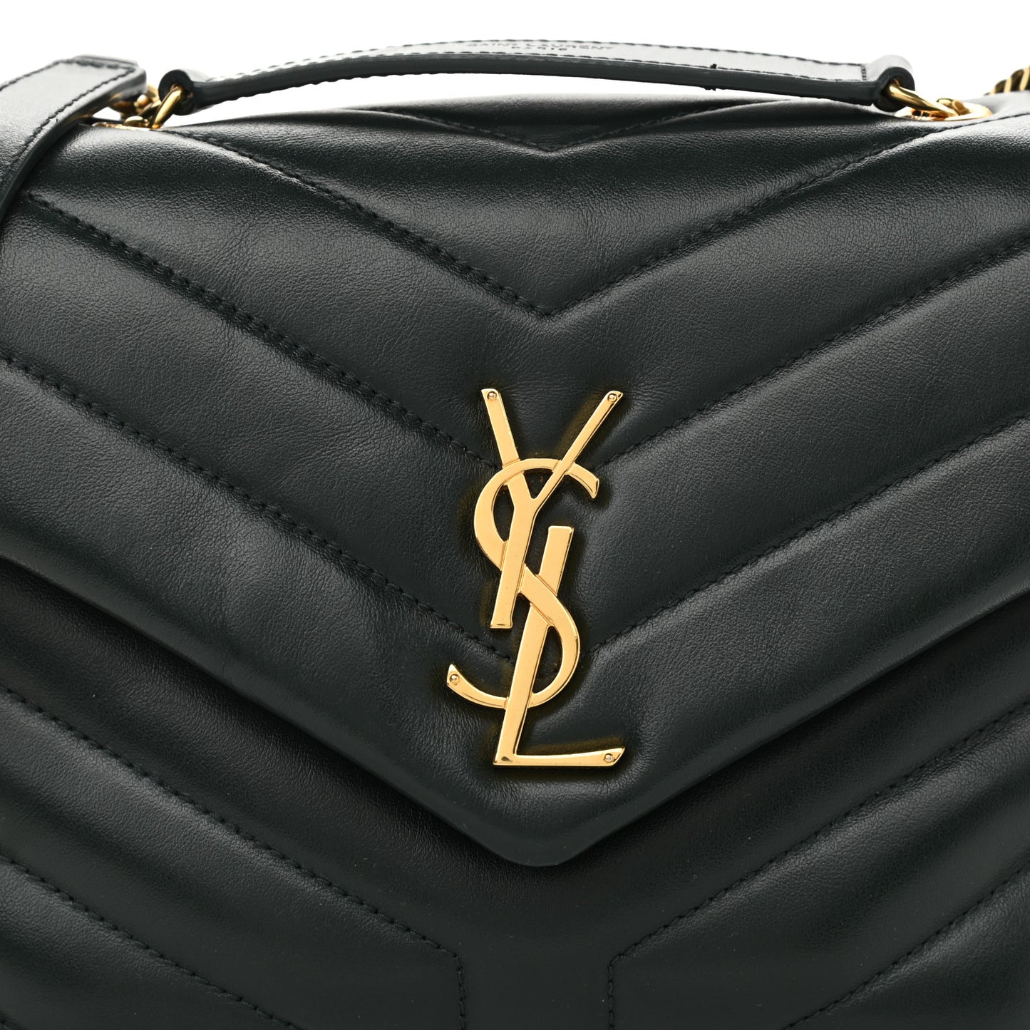 Calfskin Y Quilted Monogram Small Loulou Chain Satchel Dark Mint