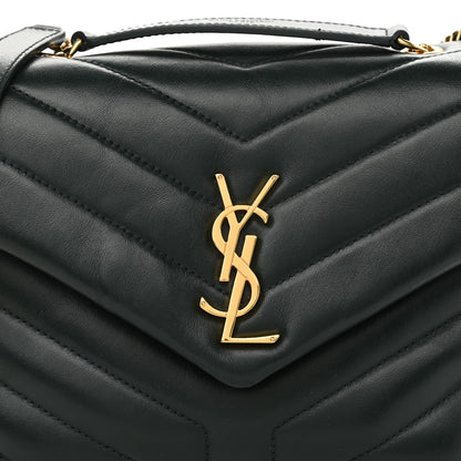 Saint Laurent Calfskin Y Quilted Monogram Small Loulou Chain Satchel Dark Mint 9 of 12