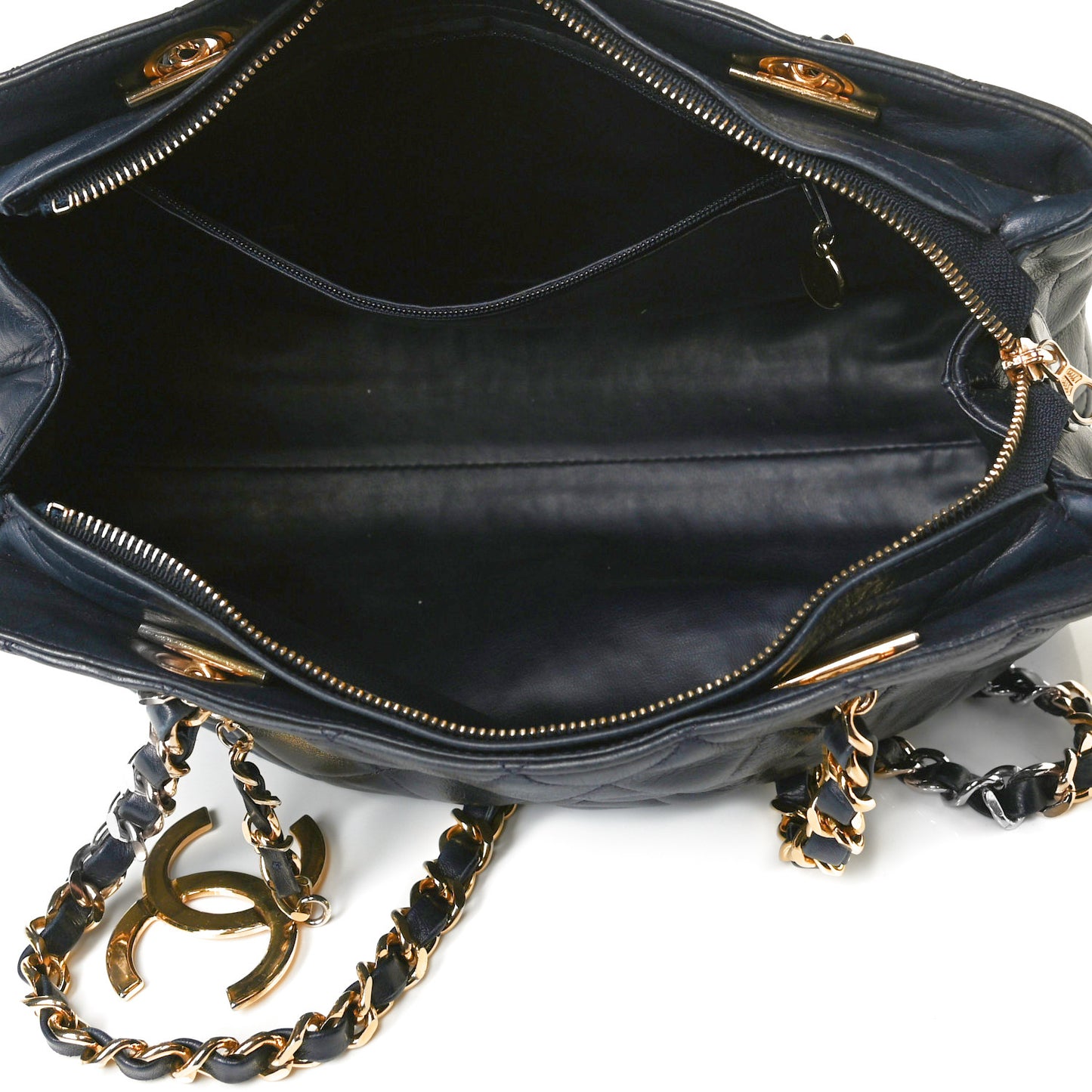 Lambskin Quilted Tote Navy