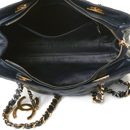 Chanel Lambskin Quilted Tote Navy 4 of 13