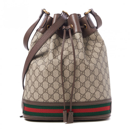 Gucci GG Supreme Monogram Web Ophidia Bucket Bag Brown 1 of 8