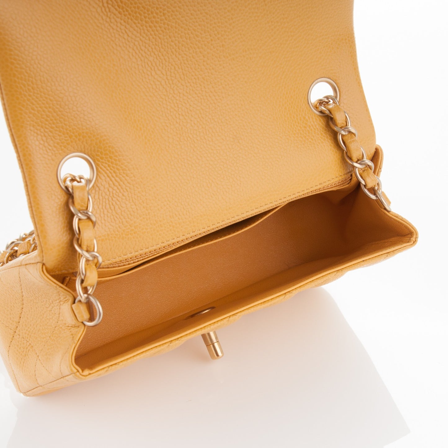 Caviar Quilted Mini Rectangular Flap Yellow