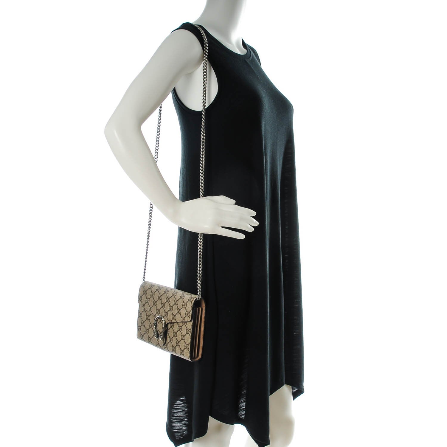 Gucci GG Supreme Monogram Mini Dionysus Chain Wallet Beige Taupe 2 of 7