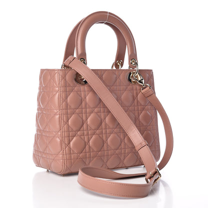 Christian Dior Lambskin Cannage Medium Lady Dior Beige 3 of 10