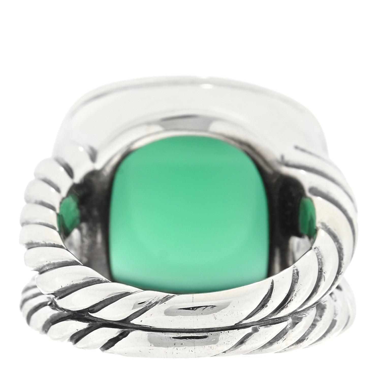 David Yurman Sterling Silver Diamond Green Onyx 14mm Albion Ring 50 5.5 3 of 4