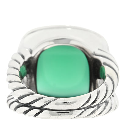 David Yurman Sterling Silver Diamond Green Onyx 14mm Albion Ring 50 5.5 3 of 4