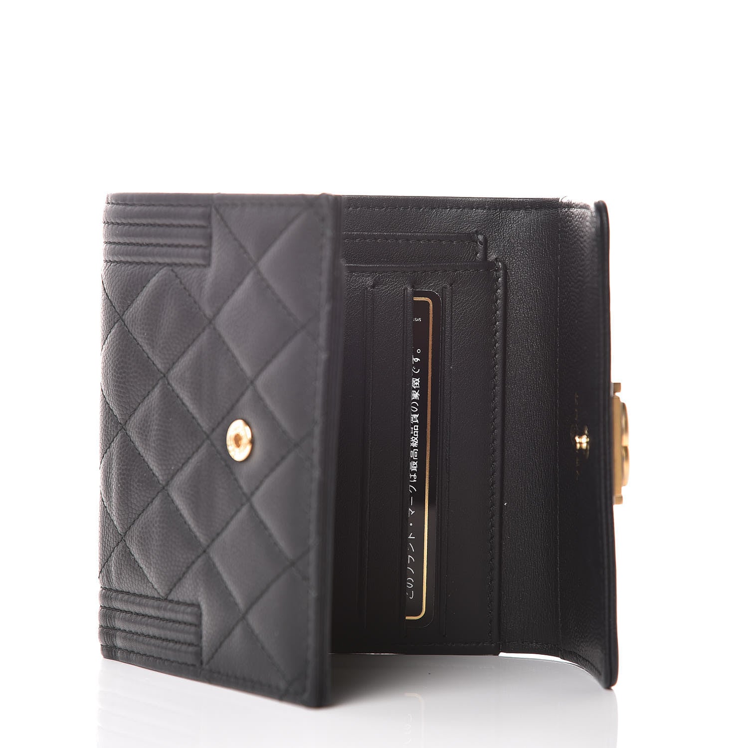 Chanel Caviar Quilted Compact Boy Wallet Black 5 of 9