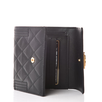 Chanel Caviar Quilted Compact Boy Wallet Black 5 of 9