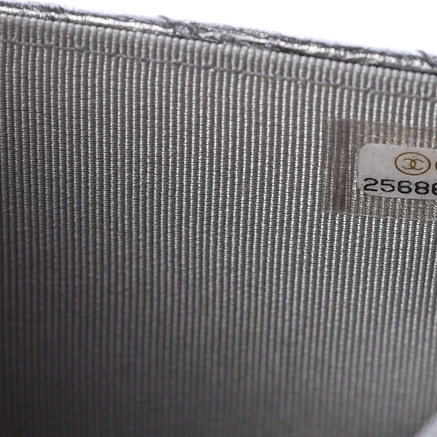 Chanel Patent Metallic Crumpled Calfskin Chevron Quilted Wallet On Chain WOC Silver 8 of 9