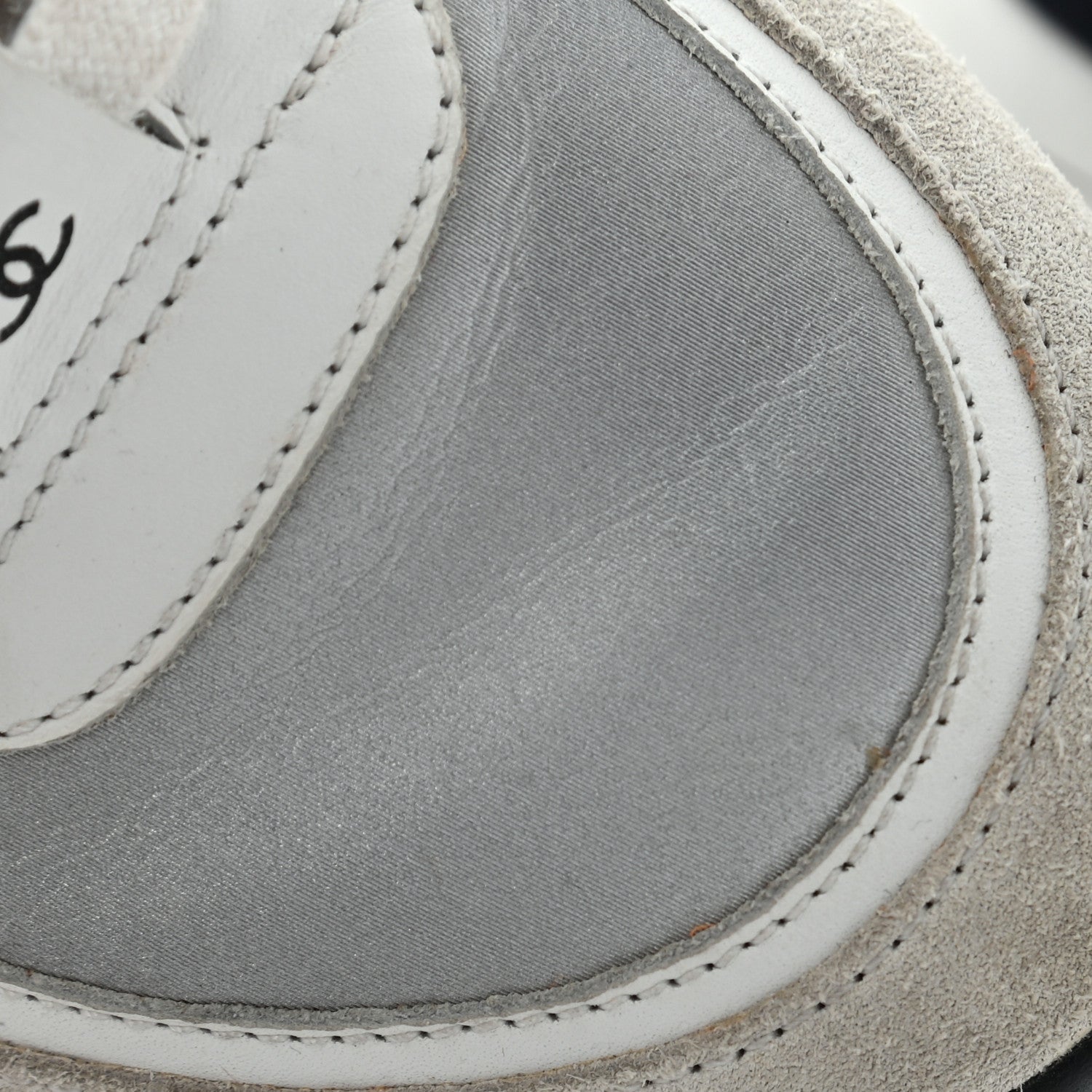 Chanel Nylon Calfskin Suede CC Womens Sneakers 37 White Orange 8 of 25