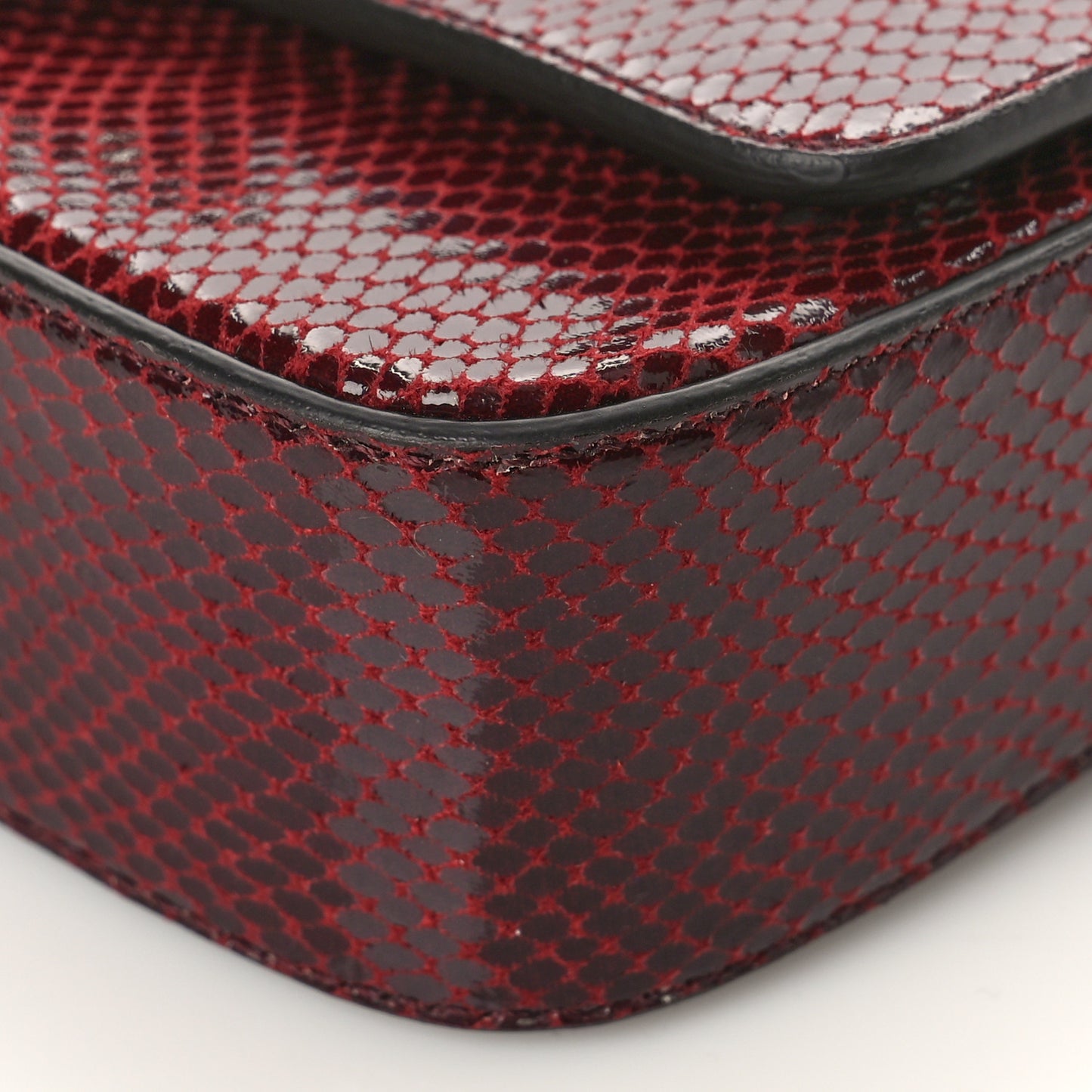 Calfskin Lizard Embossed Crystal Cheri Satchel Bordeaux