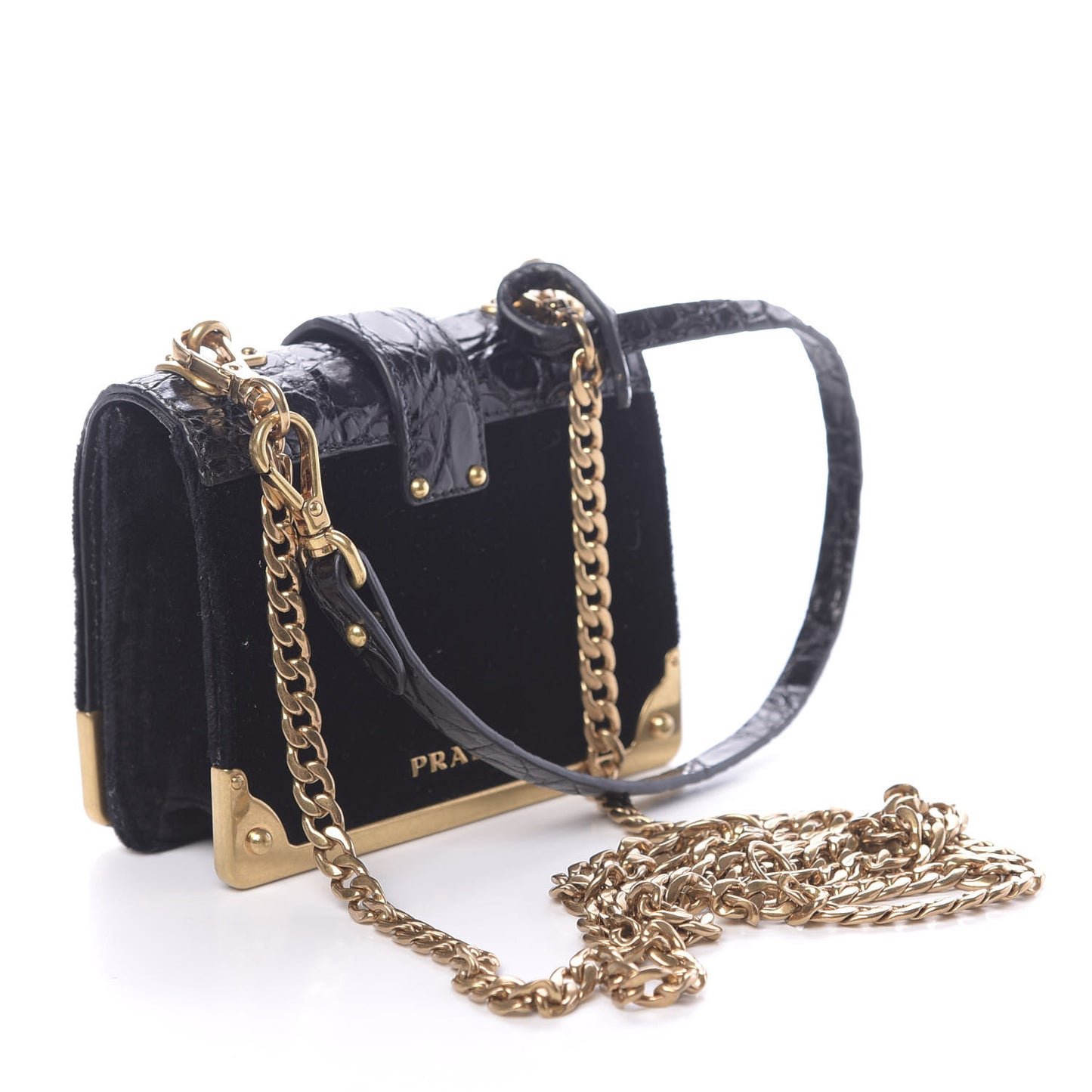 Velvet Crocodile Micro Cahier Bag Black