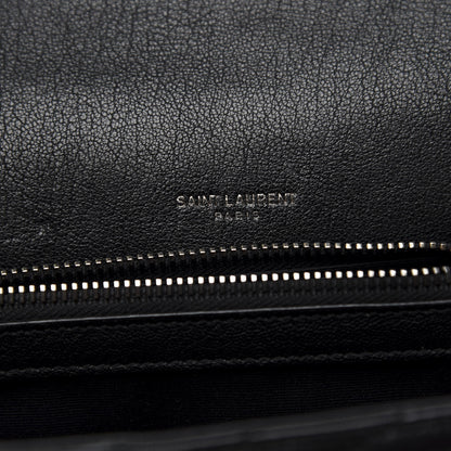 Saint Laurent Sheepskin Matelasse Chevron Monogram Medium College Bag Black 5 of 10