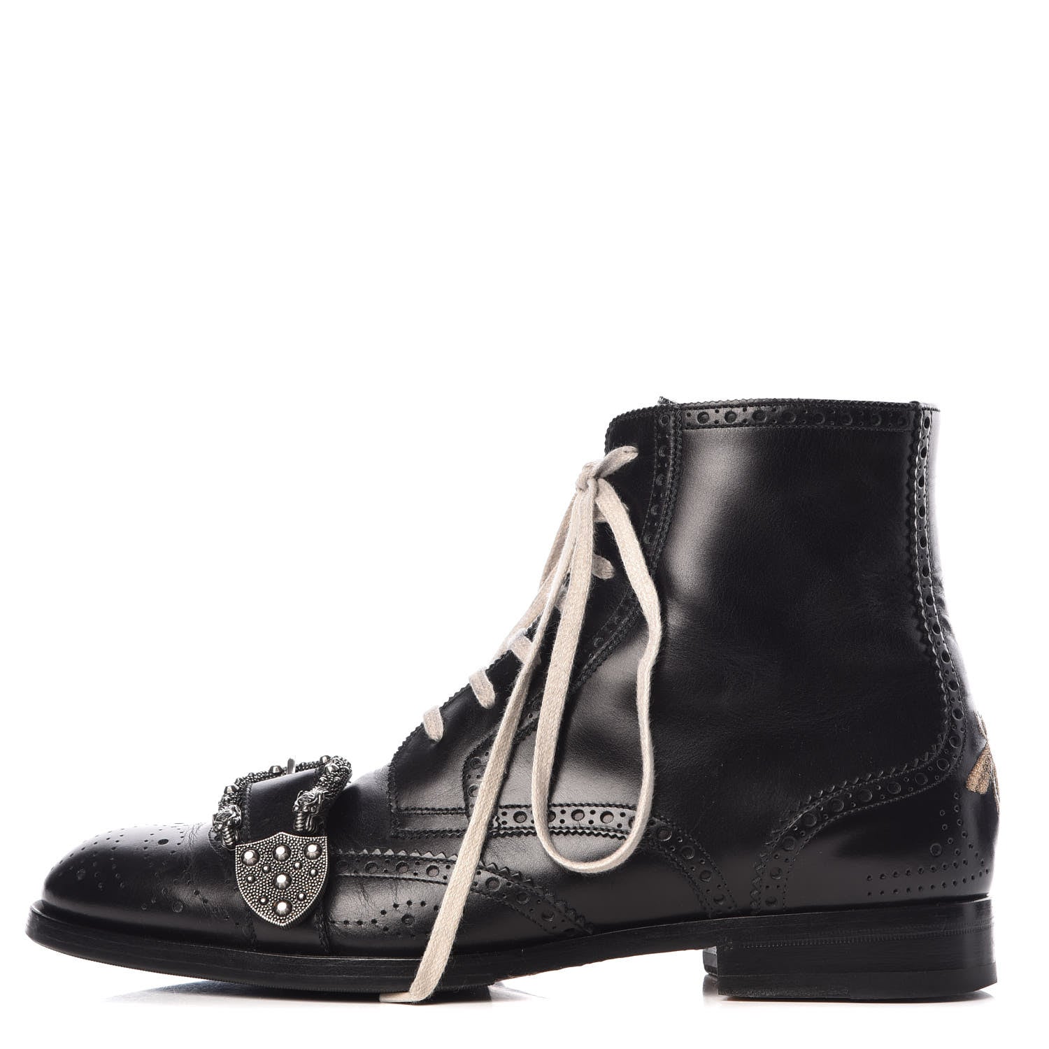 Gucci Calfskin Mens Queercore Brogue Wingtip Boots 10 Black 1 of 16