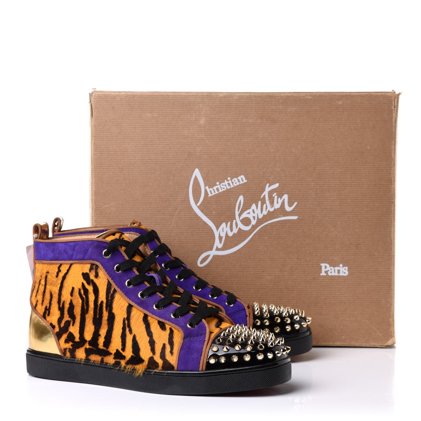 Patent Pony Hair Lou Spikes Flat Sneakers 43 Version Multi