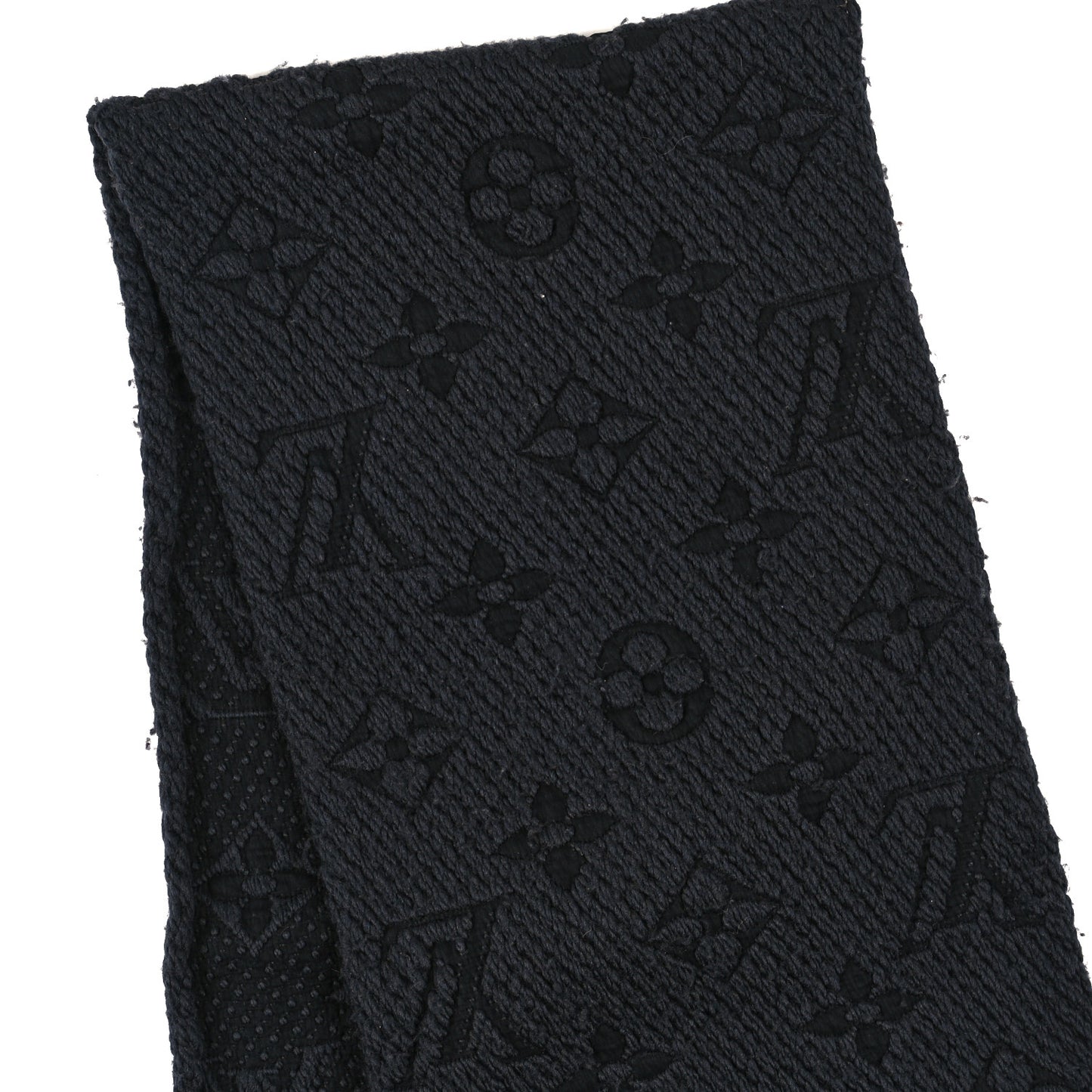 Wool Silk Logomania Scarf Charcoal