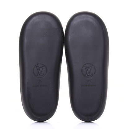 Louis Vuitton Metallic Calfskin Monogram Logo Sunbath Slide Sandals 35 5 of 10