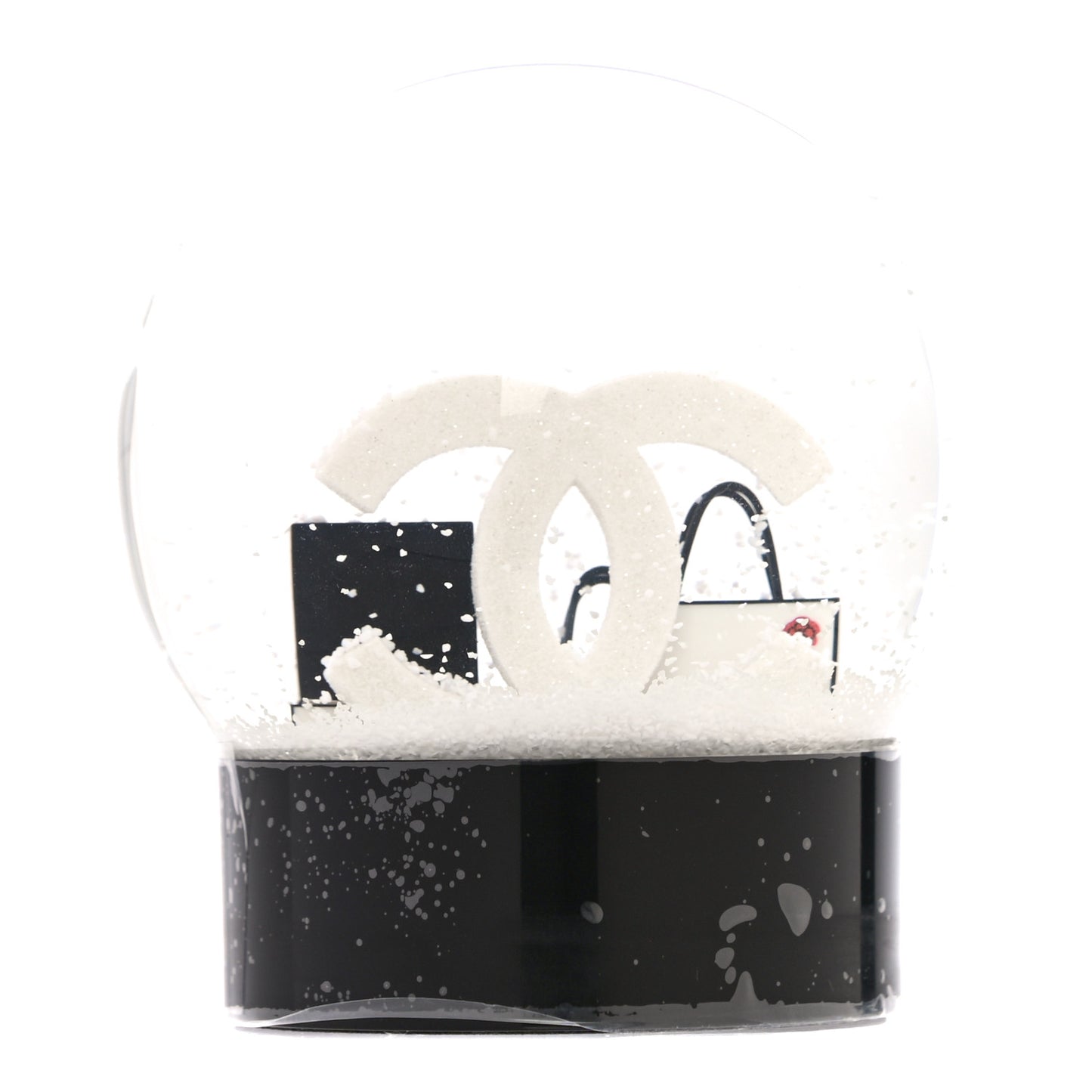 Glass CC Shopping Bag Snow Globe