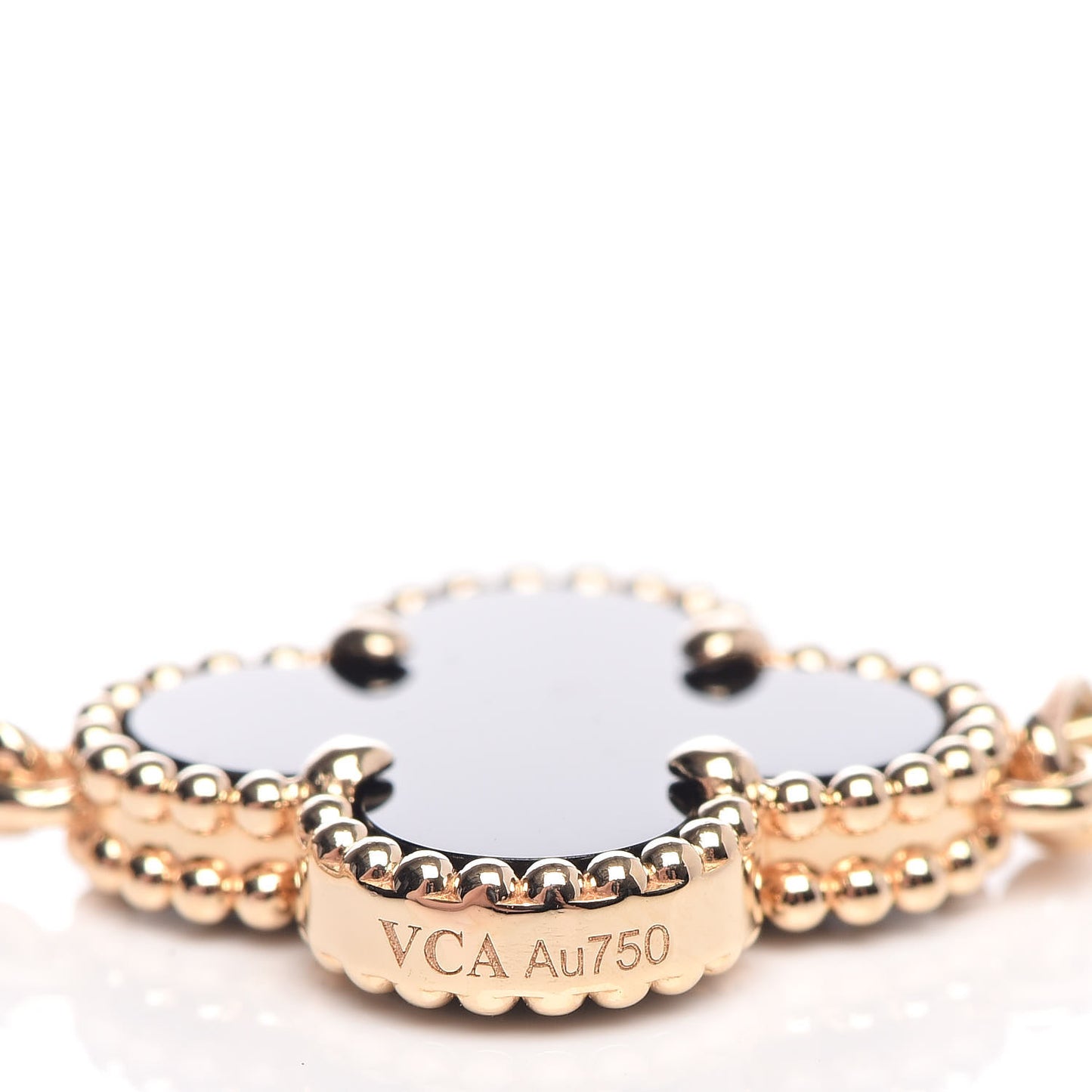 18K Yellow Gold Black Onyx 5 Motifs Vintage Alhambra Bracelet