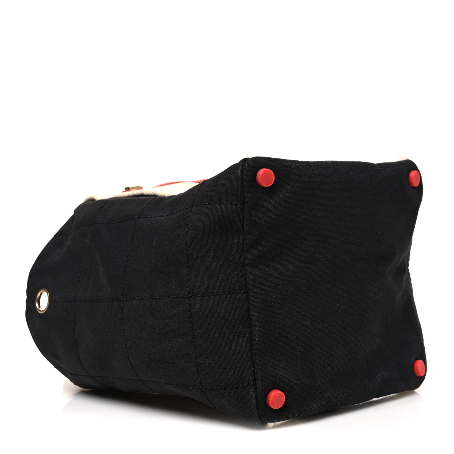 Chanel Canvas Bucket Bag White Black Orange 4 of 10