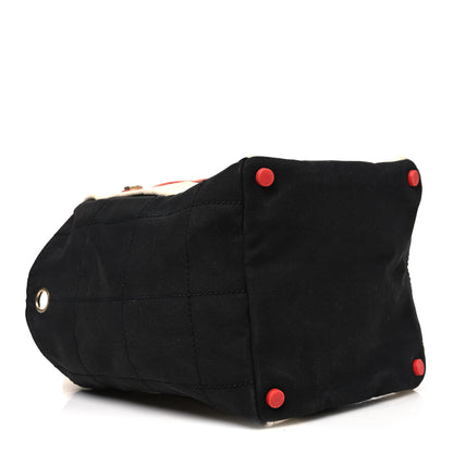 Chanel Canvas Bucket Bag White Black Orange 4 of 10