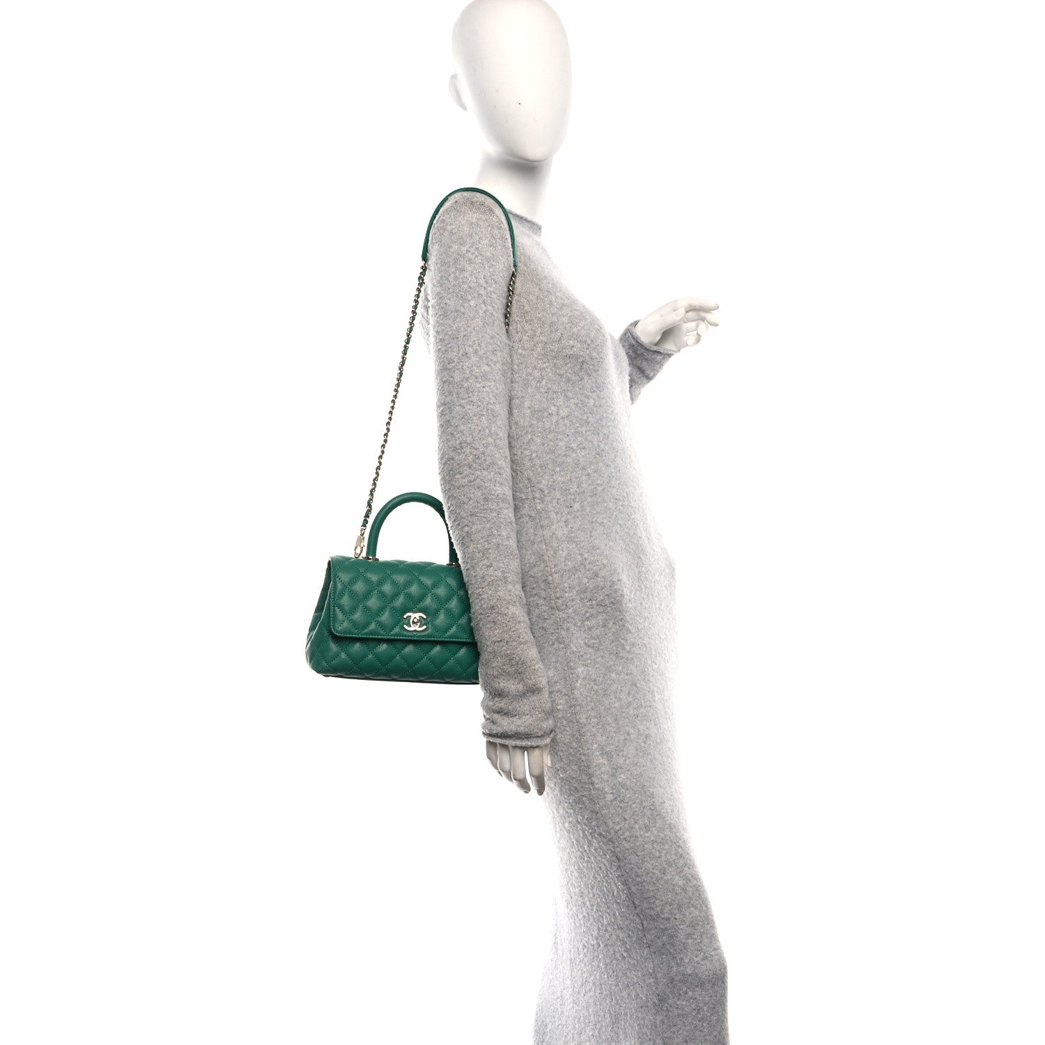 Chanel Caviar Quilted Mini Coco Handle Flap Green 2 of 10