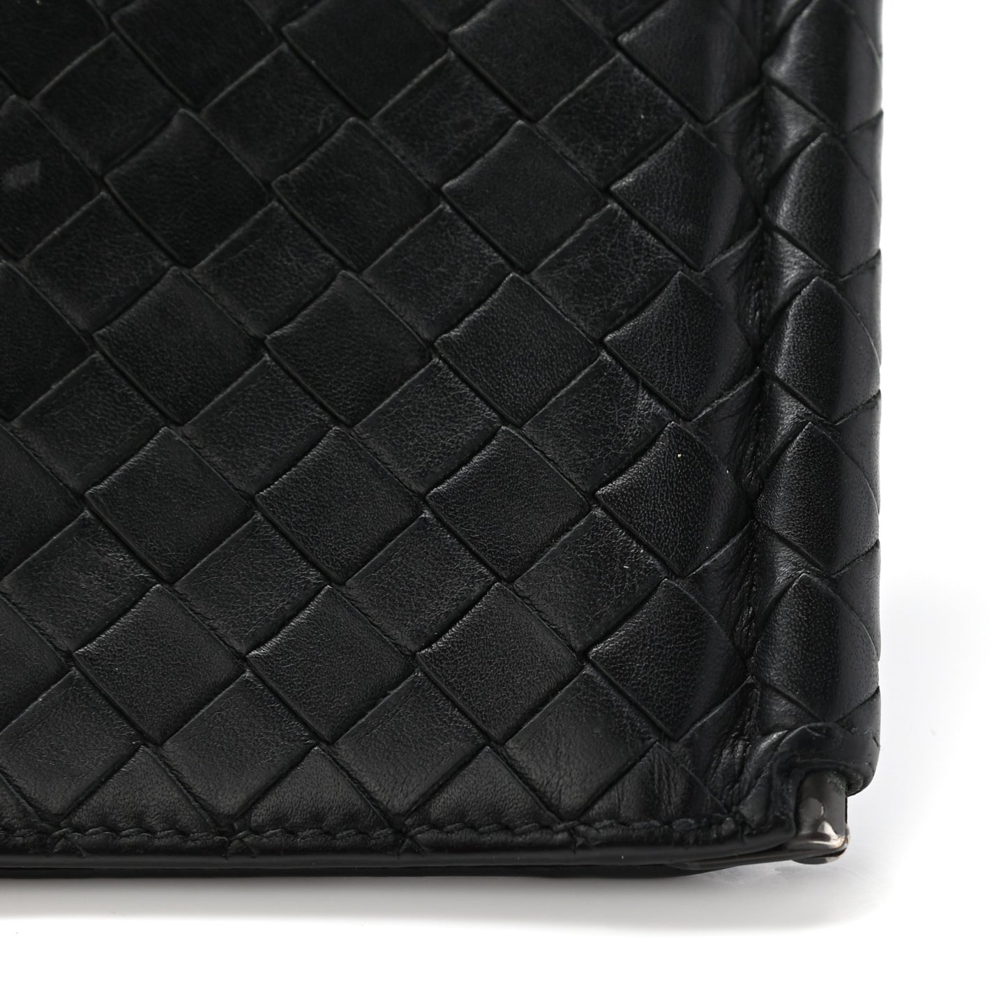 Nappa Intrecciato Bi-Fold Money Clip Wallet Black