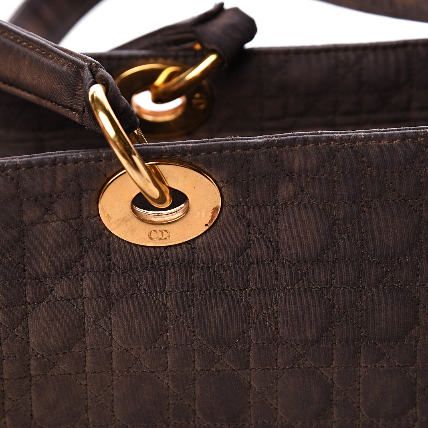 Christian Dior Nylon Cannage Large Lady Dior Tote Brown 21 of 24