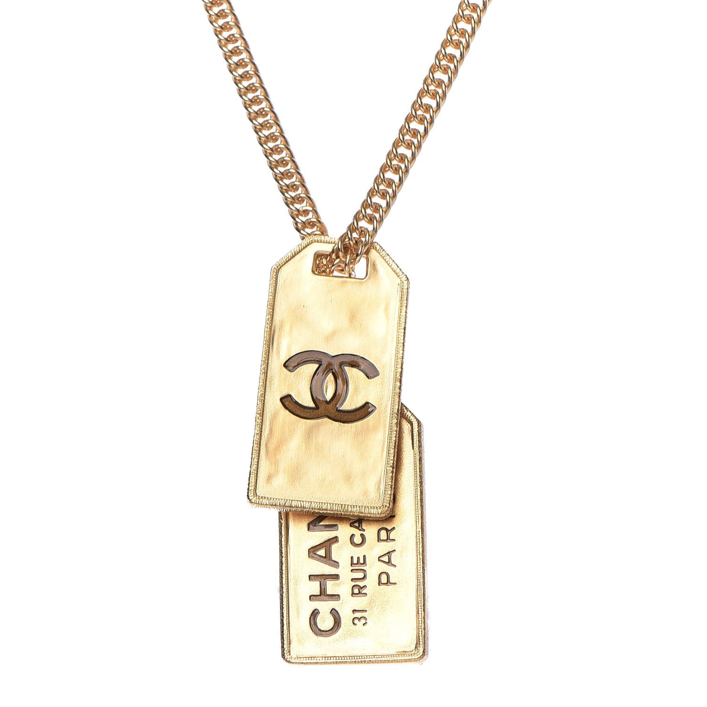 ID Dog Tag Charm Necklace Gold