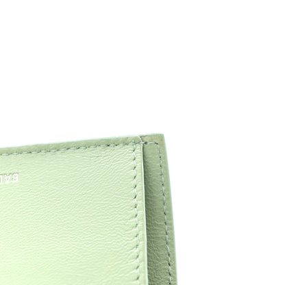 Balenciaga Shiny Calfskin Logo Crocodile Embossed Logo Mini Cash Wallet On Chain Light Green Black 13 of 14
