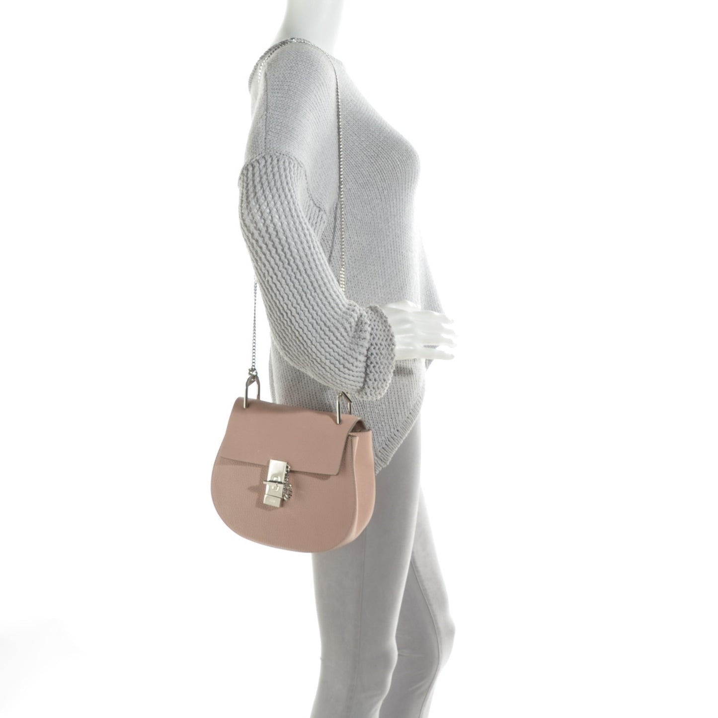 Grained Lambskin Drew Shoulder Bag Cement Pink