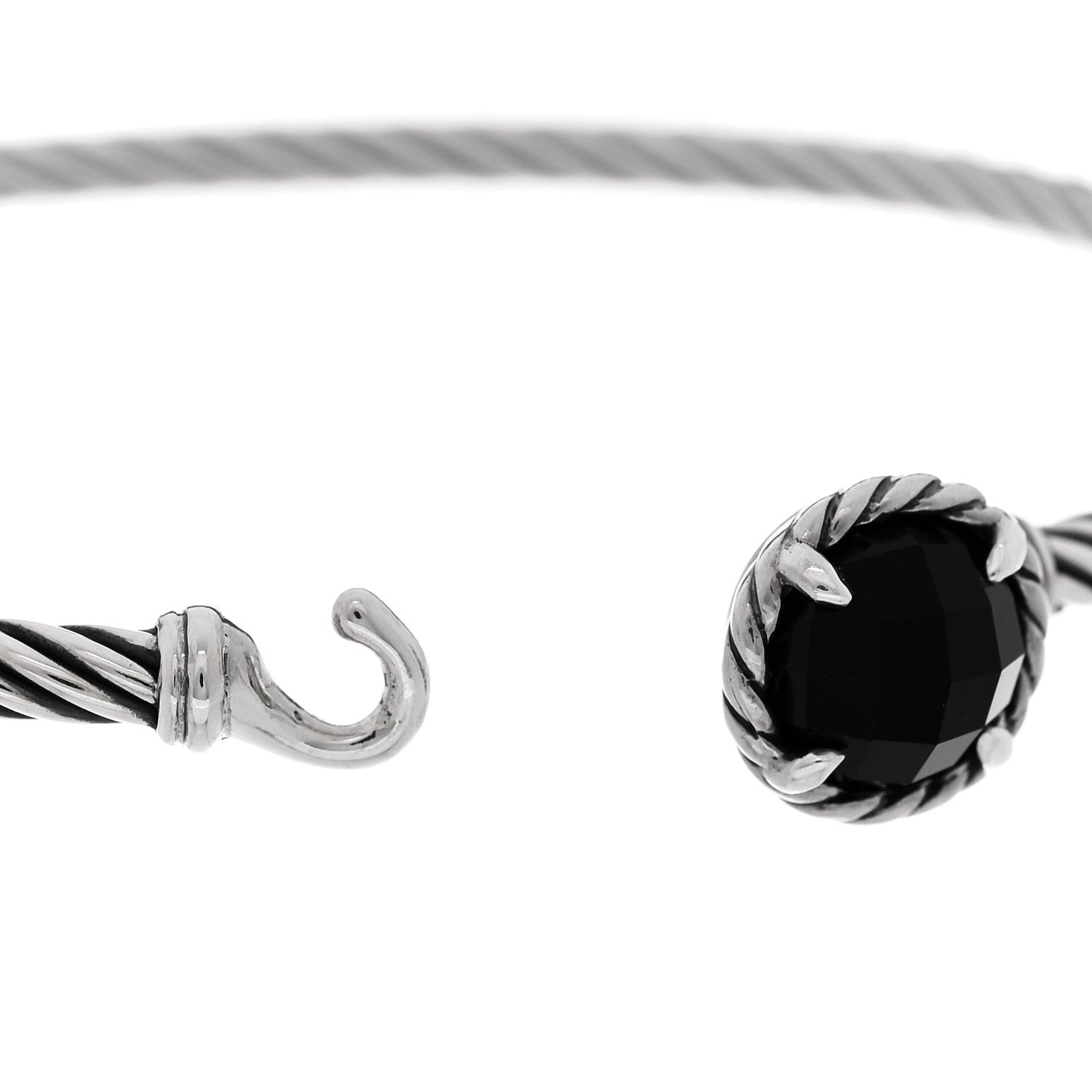 Sterling Silver Black Onyx 3mm Chatelaine Bracelet