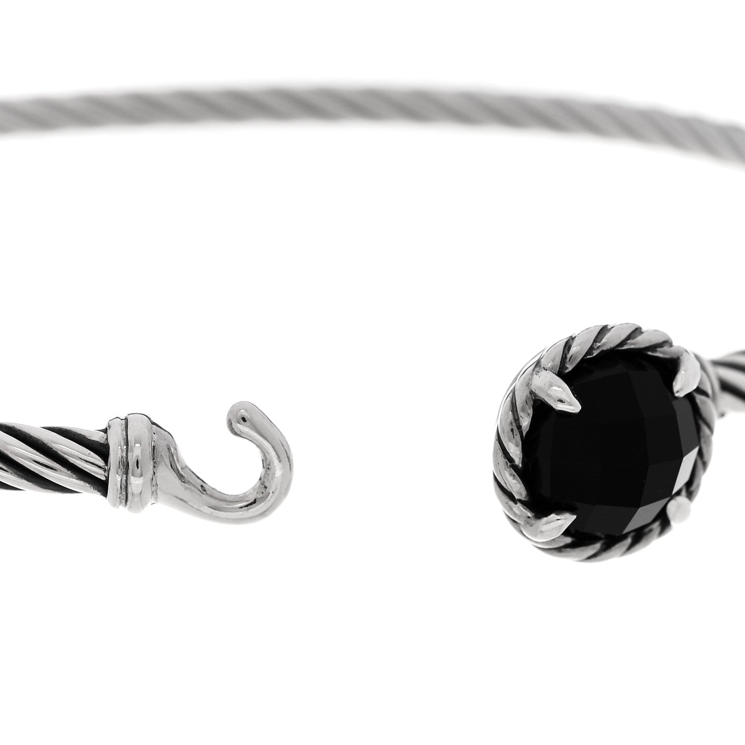David Yurman Sterling Silver Black Onyx 3mm Chatelaine Bracelet 3 of 4