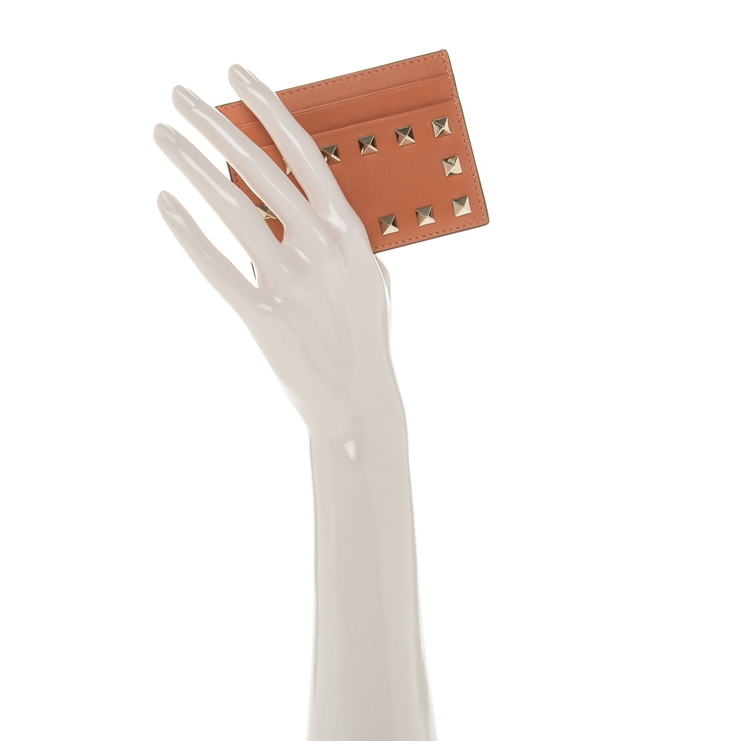 Valentino Garavani Vitello Rockstud Card Holder Orange 2 of 7