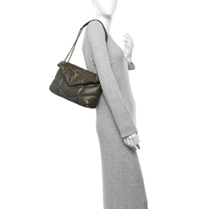 Saint Laurent Lambskin Quilted Small Loulou Puffer Monogram Chain Satchel Light Musk 2 of 10