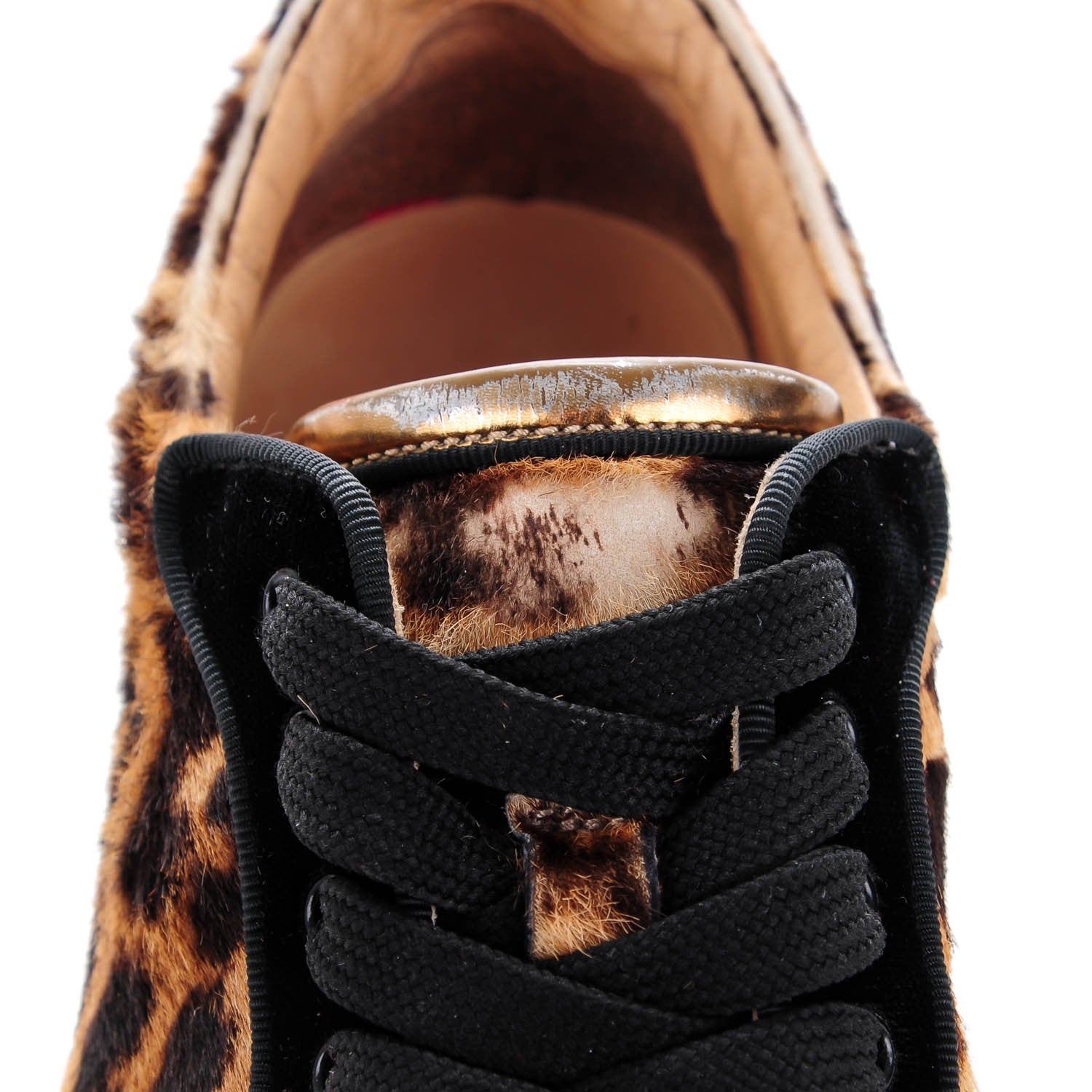 Christian Louboutin Canvas Leopard Print Louis Junior Spikes Flat Sneakers 36 Red 9 of 9