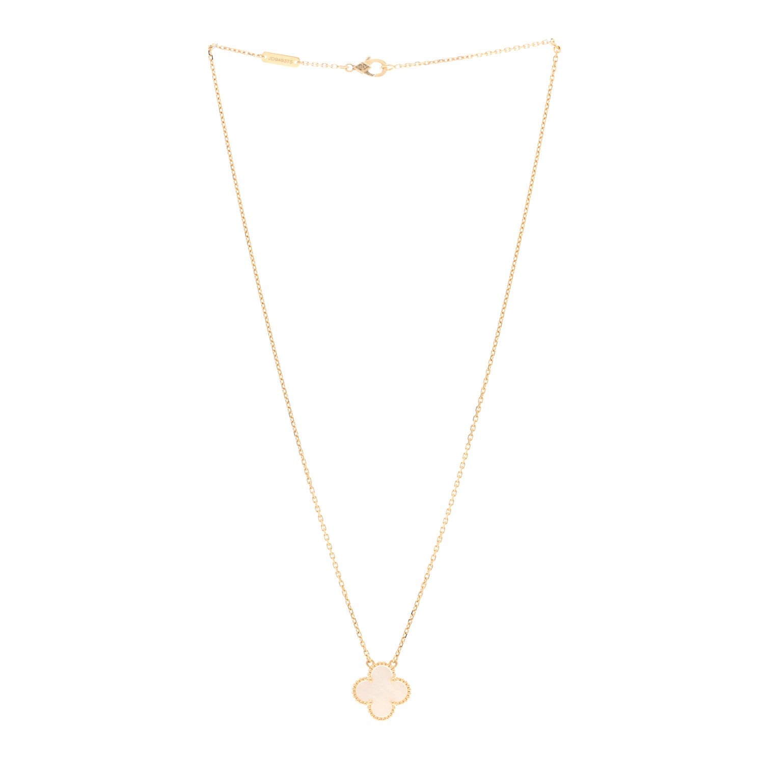 Van Cleef & Arpels 18K Yellow Gold Mother of Pearl Vintage Alhambra Pendant Necklace 3 of 5