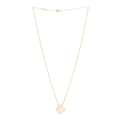 Van Cleef & Arpels 18K Yellow Gold Mother of Pearl Vintage Alhambra Pendant Necklace 3 of 5