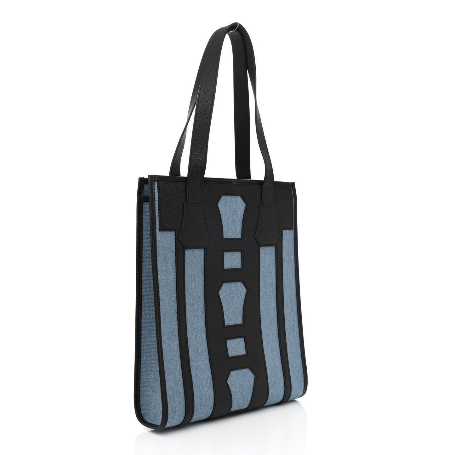 Denim Canvas Epsom Petit H Bell Tote Bag Black