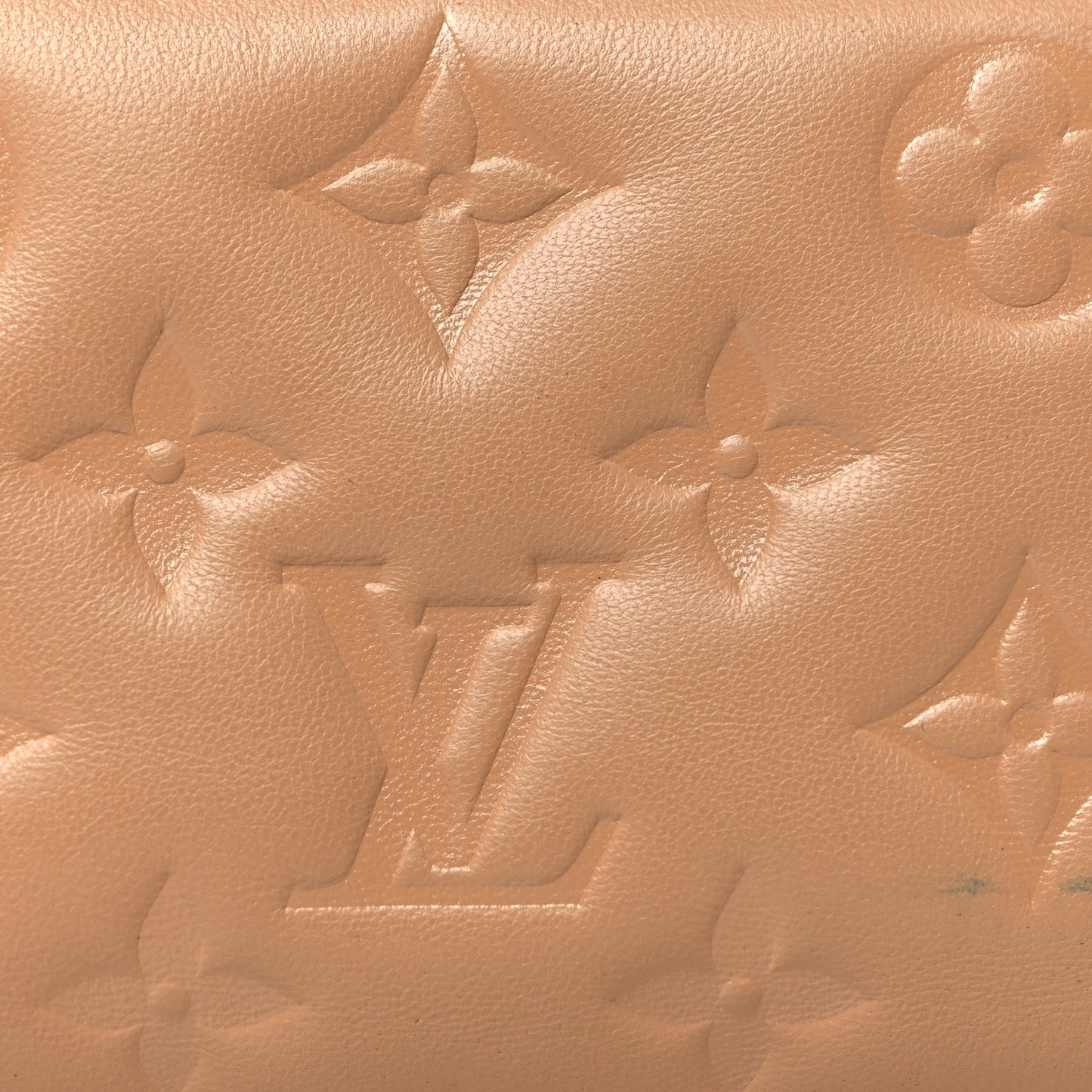 Lambskin Embossed Monogram Lou Coussin Wallet Camel