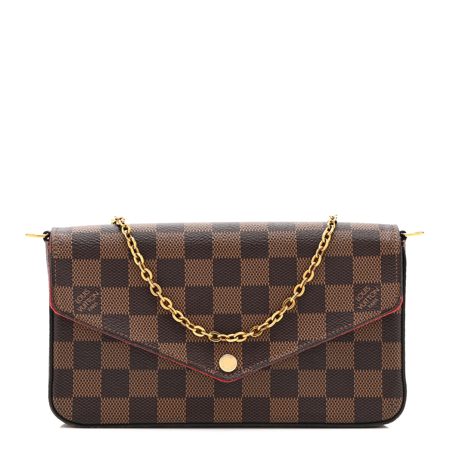 Louis Vuitton Damier Ebene Pochette Felicie Chain Wallet 1 of 11