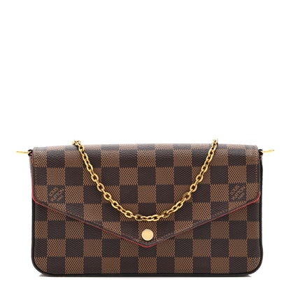 Louis Vuitton Damier Ebene Pochette Felicie Chain Wallet 1 of 11