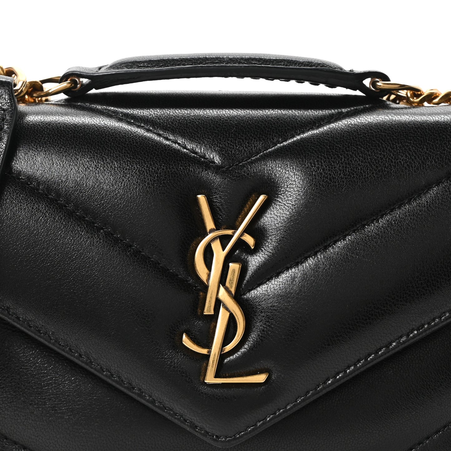 Lambskin Chevron Quilted Mini LouLou Black