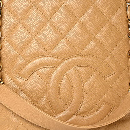 Chanel Caviar Quilted Petit Shopping Tote PST Beige 8 of 10