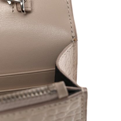 Saint Laurent Calfskin Crocodile Embossed Kate Monogram Tassel Chain Wallet Marble Pink 10 of 13