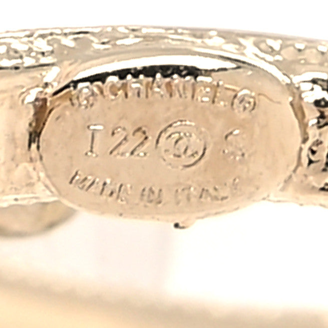 Chanel Pearl Crystal CC Drop Earrings Gold Pearly White 4 of 4